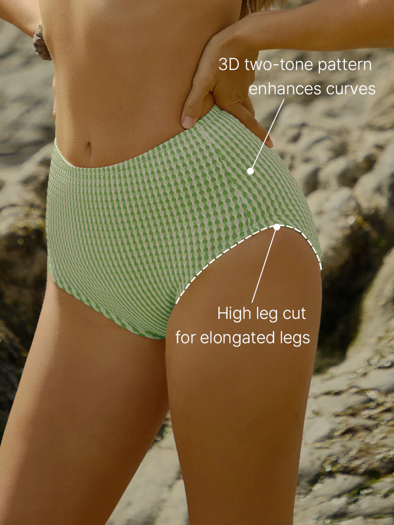 Jacquard High Waisted Bikini Bottom - Image 6