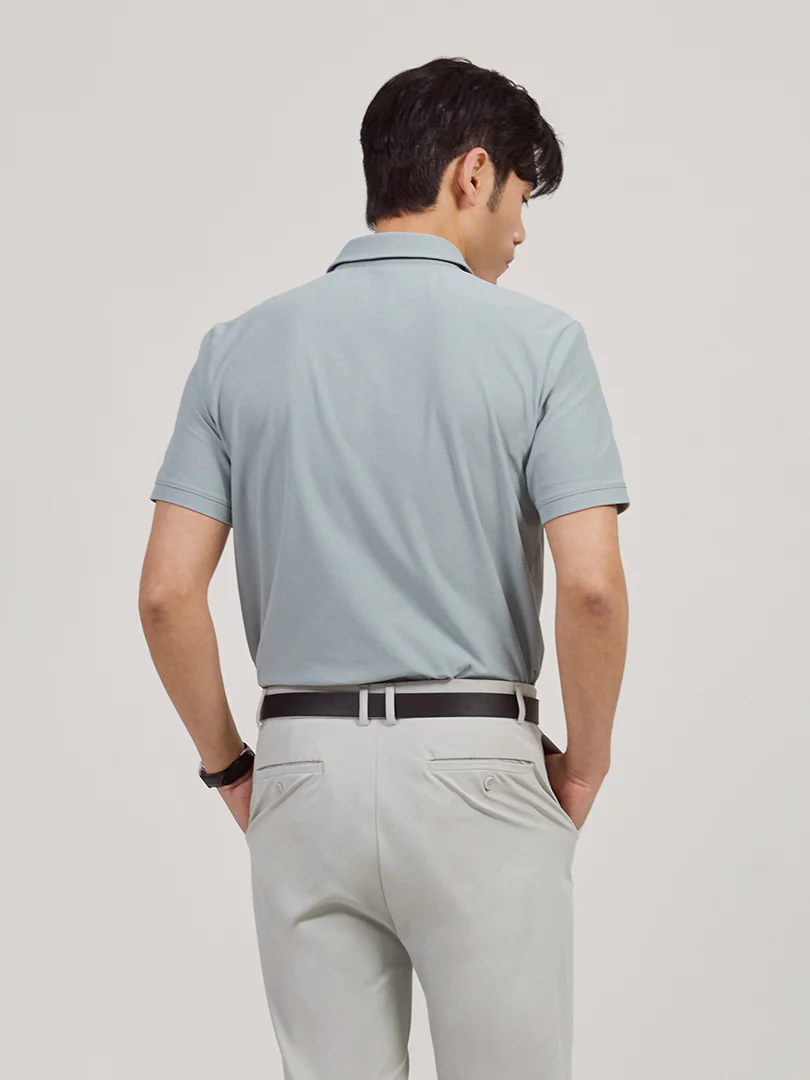 Men's Airy Fit Textured Short Sleeve Polo Shirt - Image 3