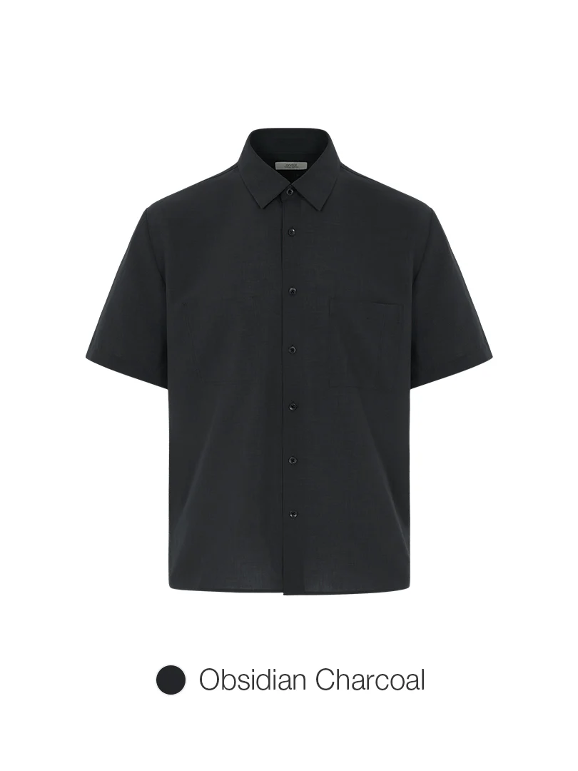 Men's Linen-Like Short Sleeve Shirt - Image 2
