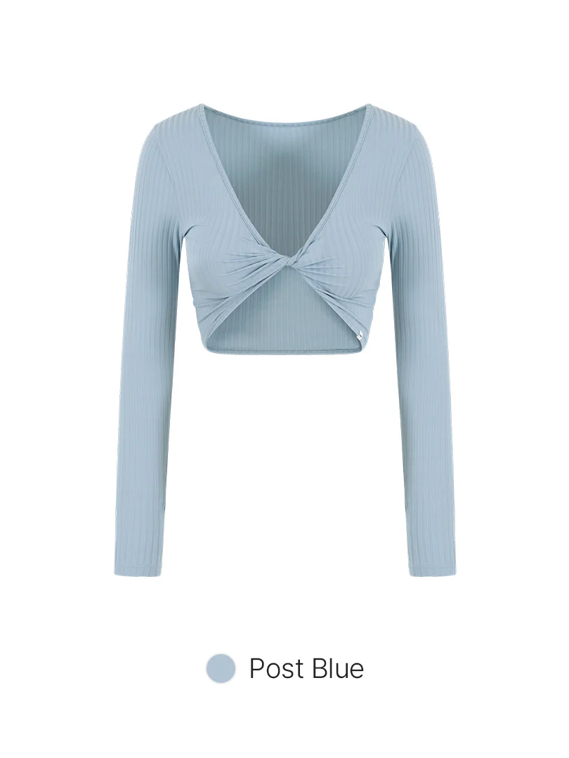 Ribbed Front Twist Cropped Long Sleeve - Image 6