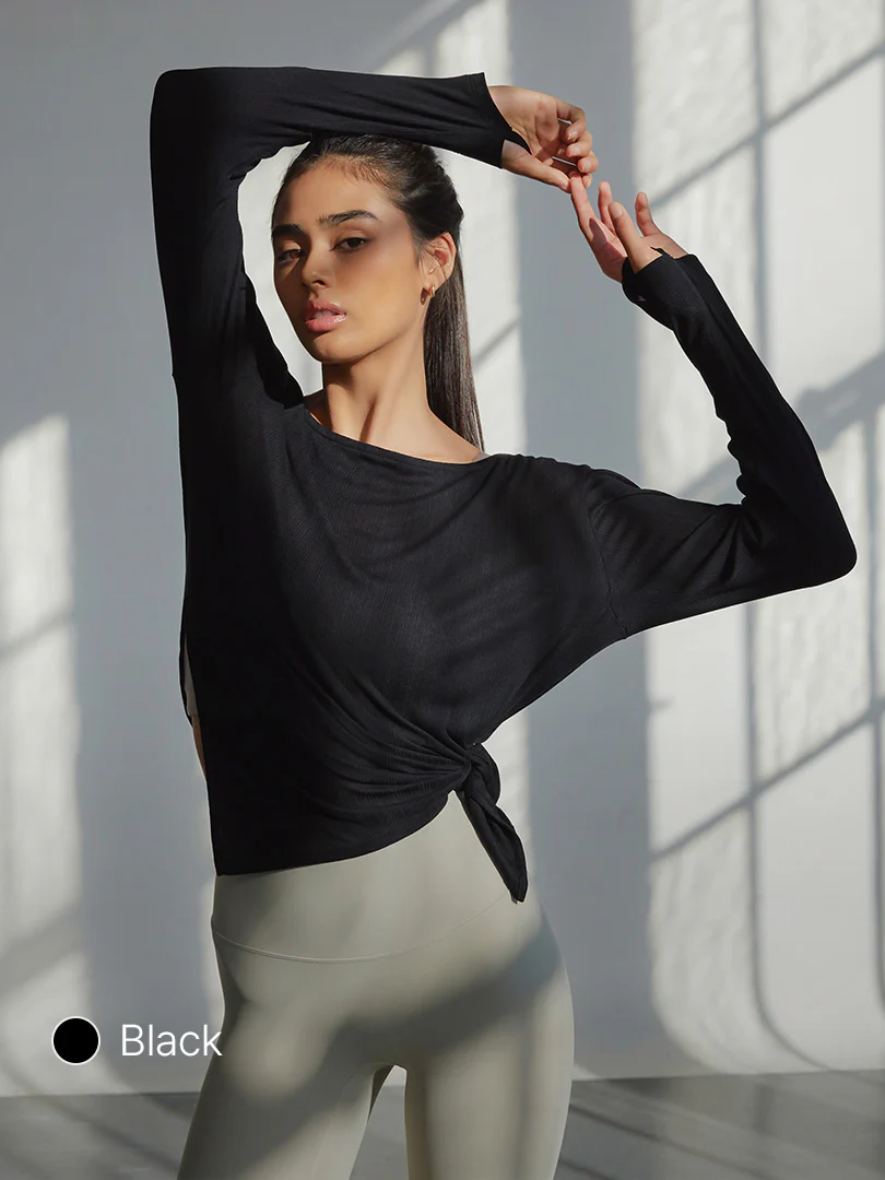 Ribbed Side Slit Long Sleeve - Image 2