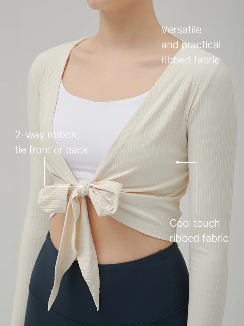 Ribbed Tie-Waist Cropped Long Sleeve - Image 7