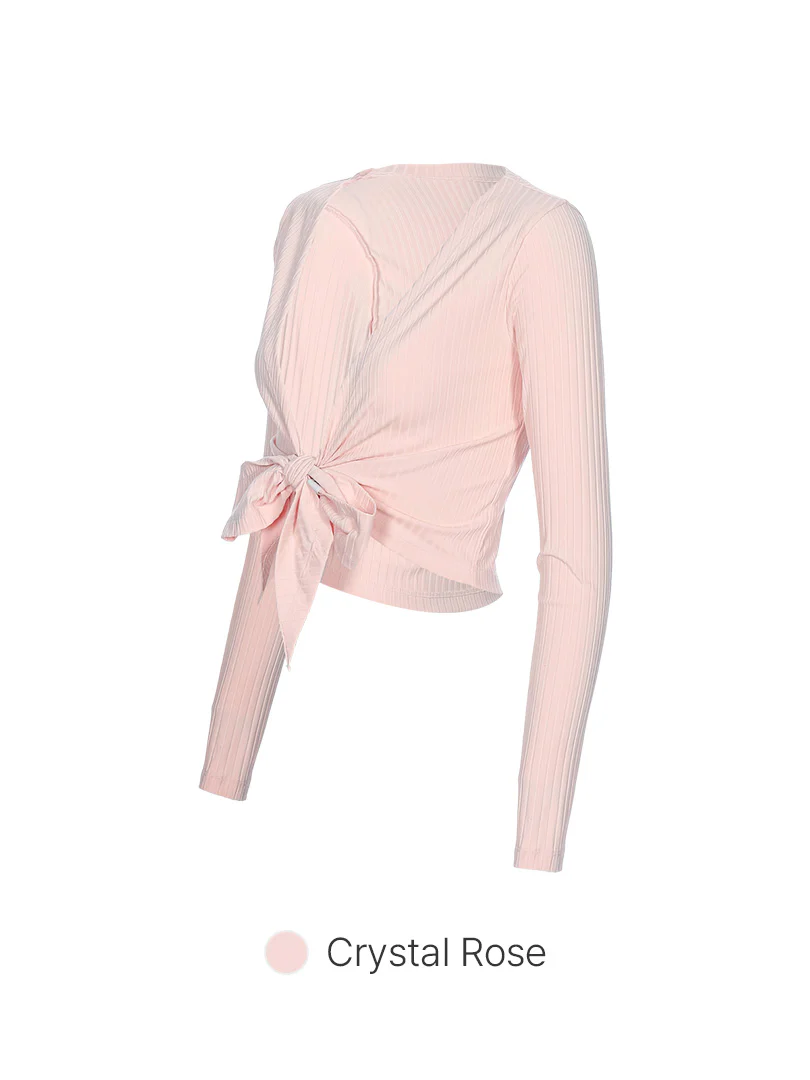Ribbed Tie-Waist Cropped Long Sleeve - Image 8