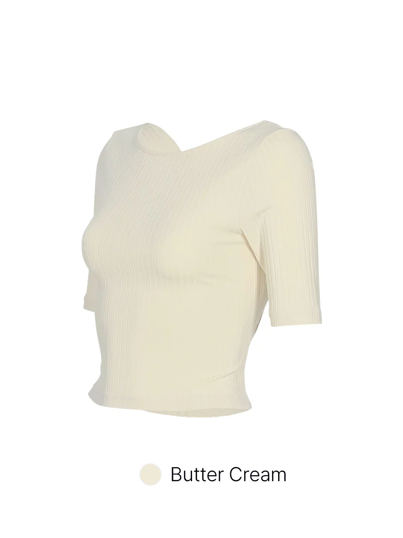 Ribbed Twist Back Cropped Short Sleeve - Image 8