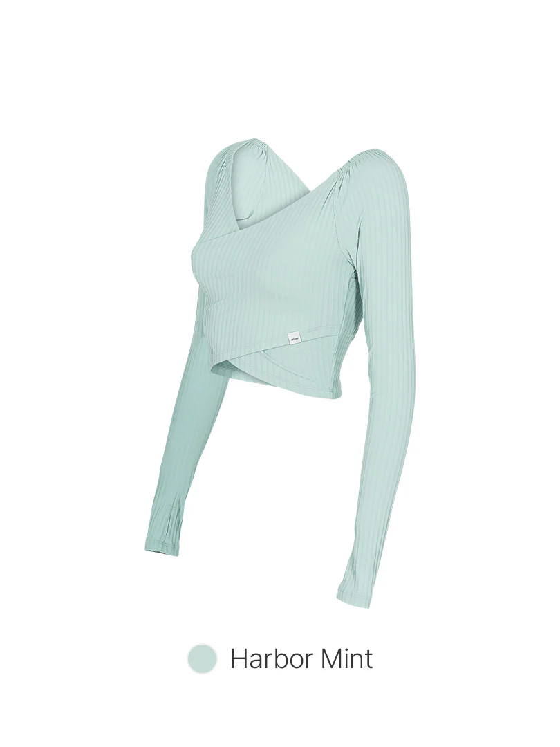 Ribbed Wrap Cropped Long Sleeve - Image 6